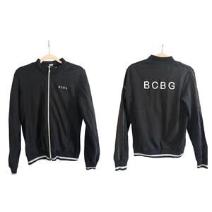 BCBGMAXAZRIA Vintage Y2K Logo Zip-Up Track Jacket Black - Sz Large